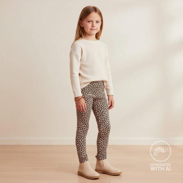 Baumwolljersey in Sand mit Leopard, Stoff in ganzer Breite